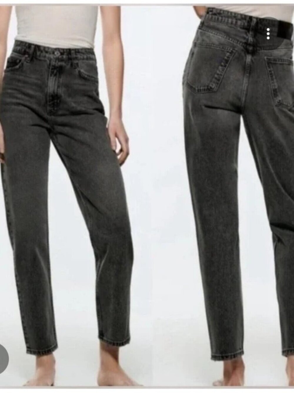 ZARA | Acid Wash Mom Fit Jeans High Waist Black Sz 0